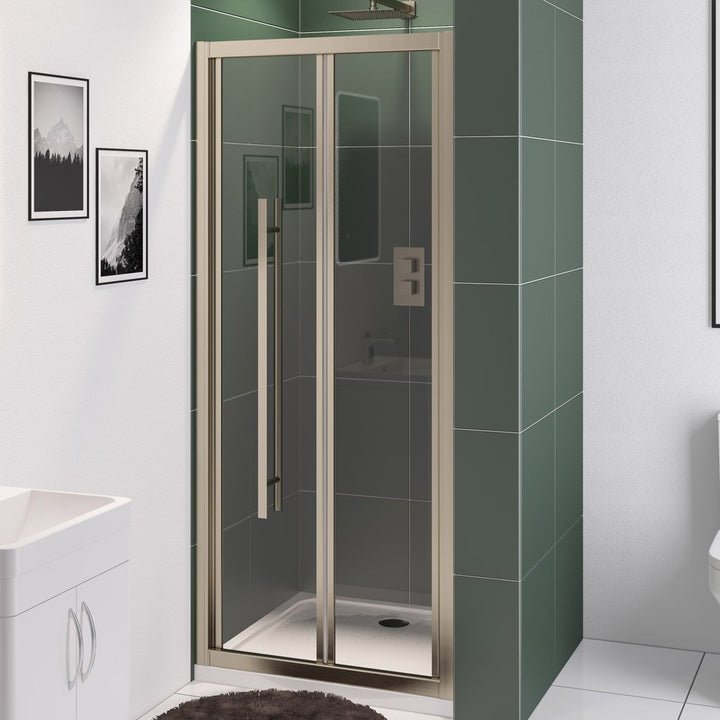 Eastbrook Vantage Shower Bi-Fold Door 2000mm H x 900mm W Brushed Brass