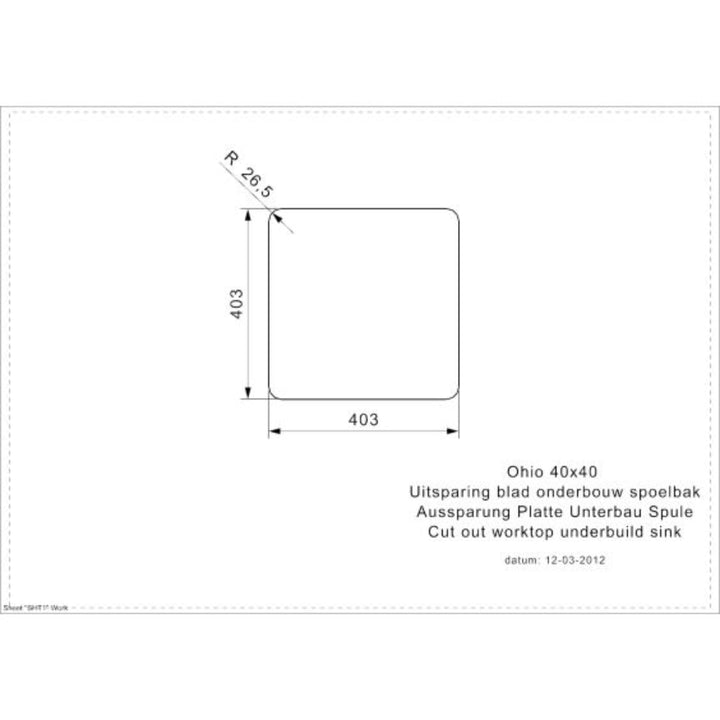 Reginox Ohio Square Stainless Steel Integrated Kitchen Sink