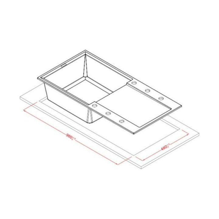 Reginox Easy 480 Elleci Single Bowl Granite Kitchen Sink 1000mm L x 500mm W