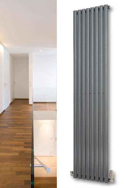 Maxtherm Eliptical Tube Anthracite Single/Double Panel Vertical Designer Radiators