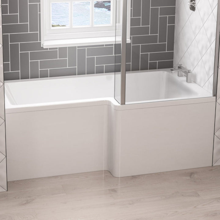 Eastbrook Portland L-Shaped Left Hand Shower Bath 1600mm L x 850mm W White