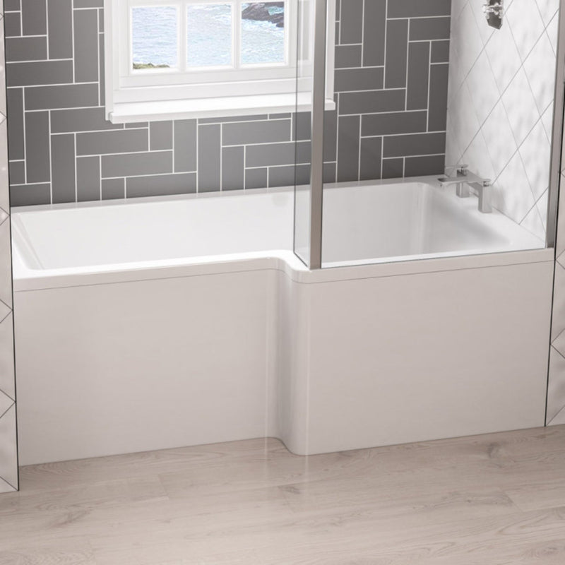 Eastbrook Portland L-Shaped Left Hand Shower Bath 1600mm L x 850mm W White