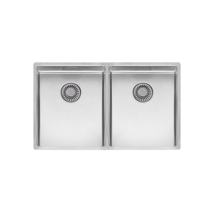 Reginox NEW YORK 34x40 + 34x40 Double Bowl Stainless Steel Kitchen Sink with Drainer