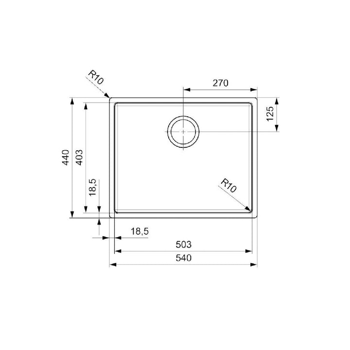 Reginox NEW YORK 50x40 JB Stainless Steel Jet Black Kitchen Sink Square