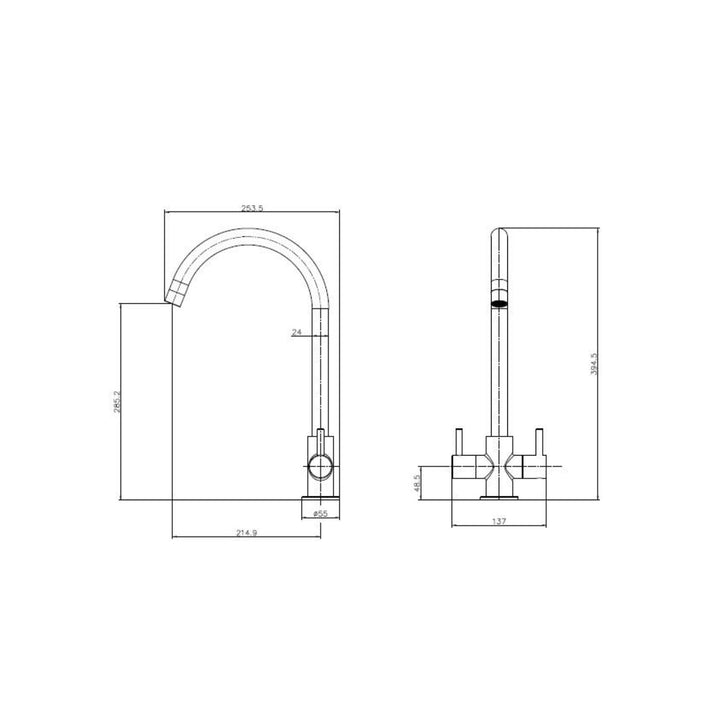 Reginox Genesis Twin Lever Kitchen Mixer Tap - Chrome
