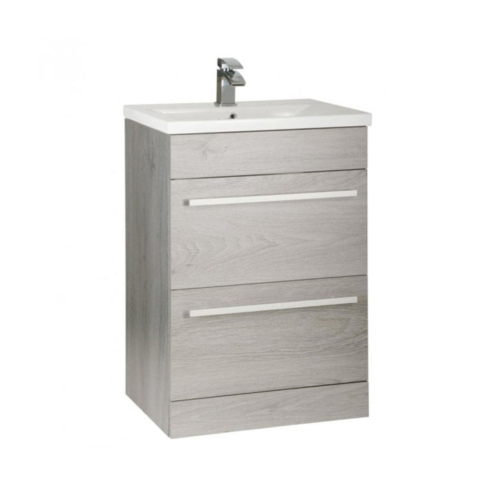 Kartell Purity F/S 2 Drawer Vanity Unit with Basin 600mm x 450mm Silver Oak