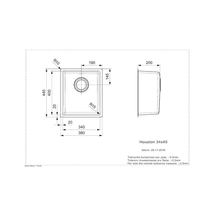 Reginox HOUSTON 34x40 1.0 Undermount Kitchen Sink with Stainless Steel 0.8 Gauge Inset Sink