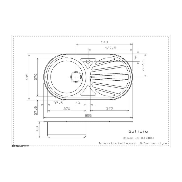 Reginox GALICIA Single Round Bowl 0.6 Gauge Stainless Steel Kitchen Sink with Drainer