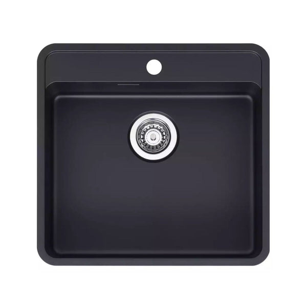 Reginox OHIO 50x40 TW CB Single Bowl Kitchen Sink with Overflow Drain 0.9 Gauge - Black
