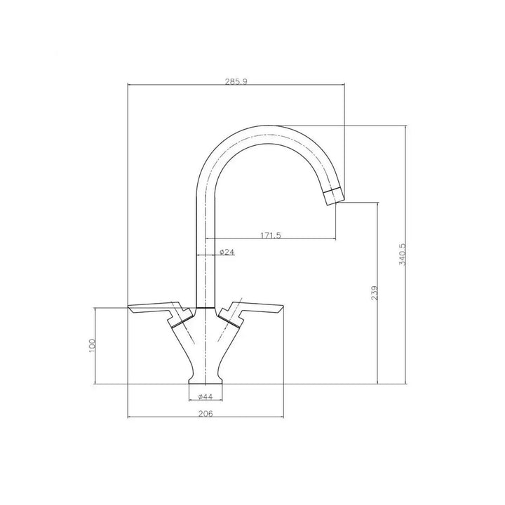 Reginox PIQUA CH Two Handles Single Head Brass Stainless Steel Zinc Sink Tap
