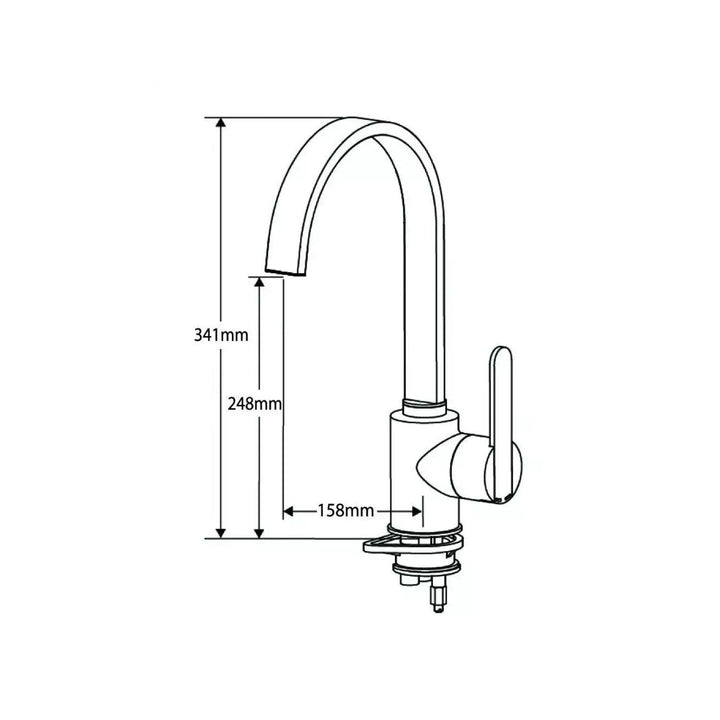 Reginox AMUR CH Single Lever Durable Swan Neck Kitchen Mixer Tap Chrome