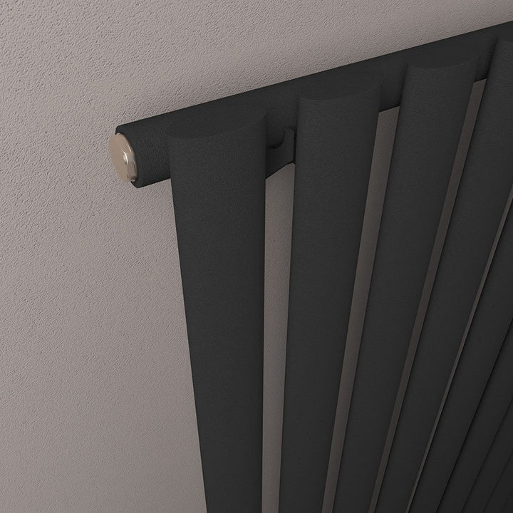 Eastbrook Tunstall Matt Black Steel Horizontal Designer Radiator 600mm H x 825mm W - Central Heating