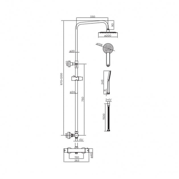 Niagara EQUATE Round Thermostatic Shower Set Blk