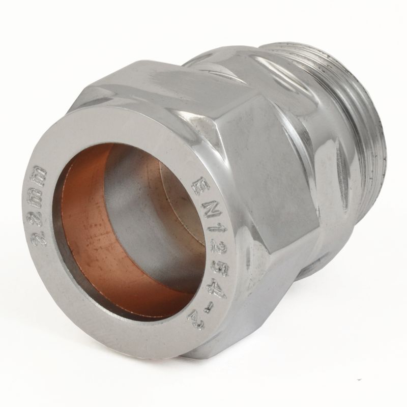 Plumbers Choice Admiral 22mm Brass Compression Adapter Chrome