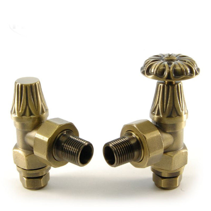 Plumbers Choice Abbey Angled Brass Radiator & Lock Shield Valve Pewter