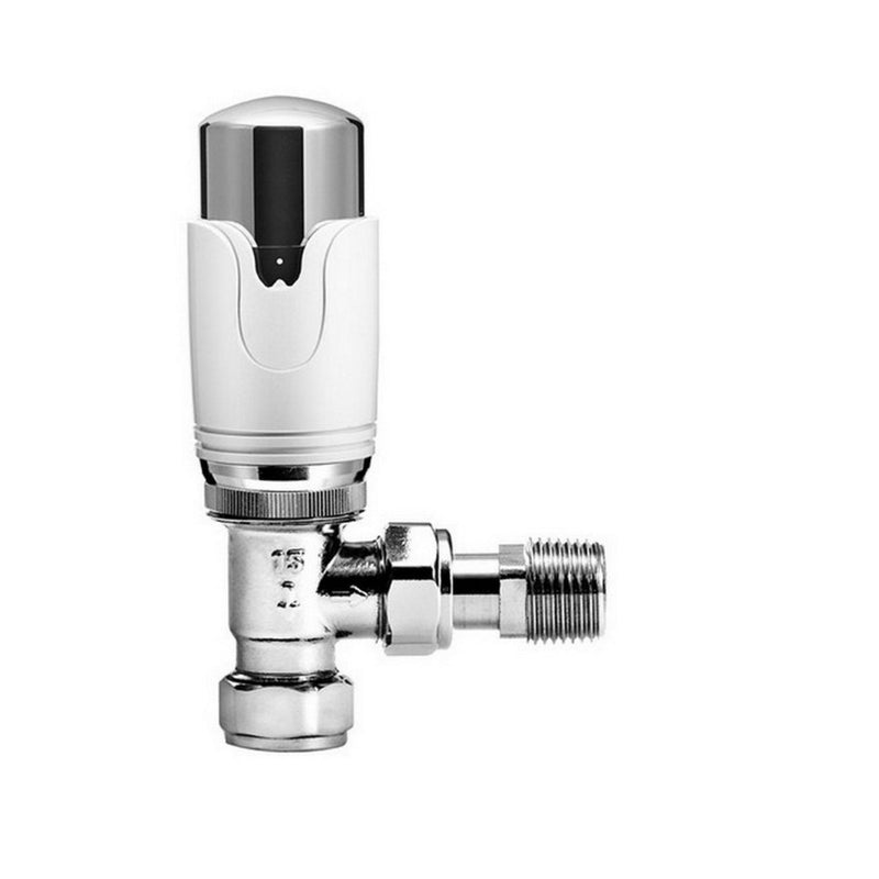 Kartell Refine Thermostatic Straight Steel Radiator & Towel Rail Valve Chrome And White