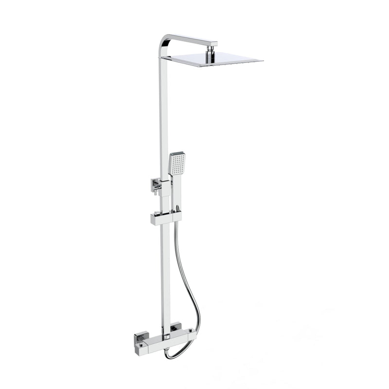 Kartell Pure Thermostatic Exposed Bar Shower Valve With Slimline Drencher And Adjustable Handset