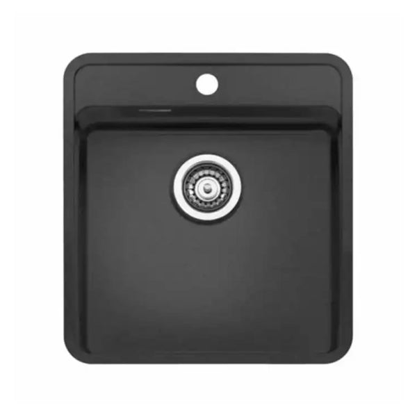 Reginox OHIO Integrated 1 Bowl Stainless Steel Kitchen Jet Black Sink With Tap Wing