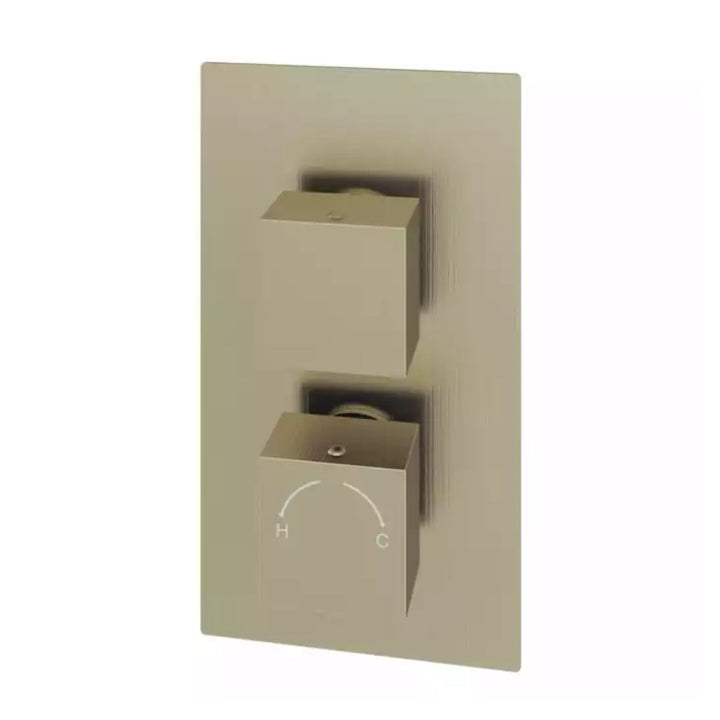 Eastbrook Modern Square Thermostatic Two-Way Concealed Shower Valve Brushed Brass