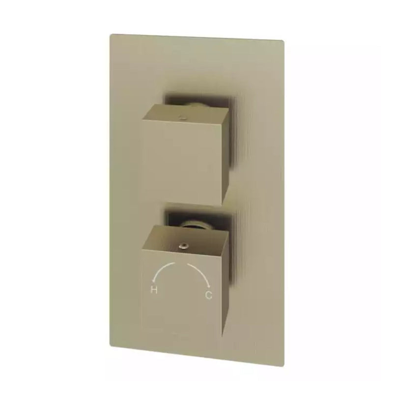 Eastbrook Modern Square Thermostatic Two-Way Concealed Shower Valve Brushed Brass
