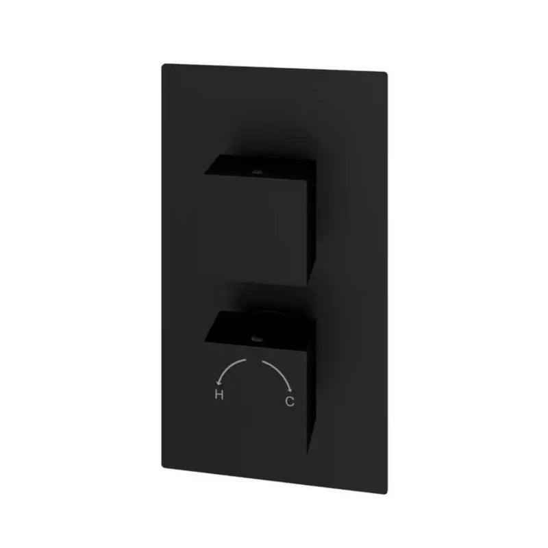 Eastbrook Modern Square Thermostatic Two-Way Concealed Shower Valve Matt Black
