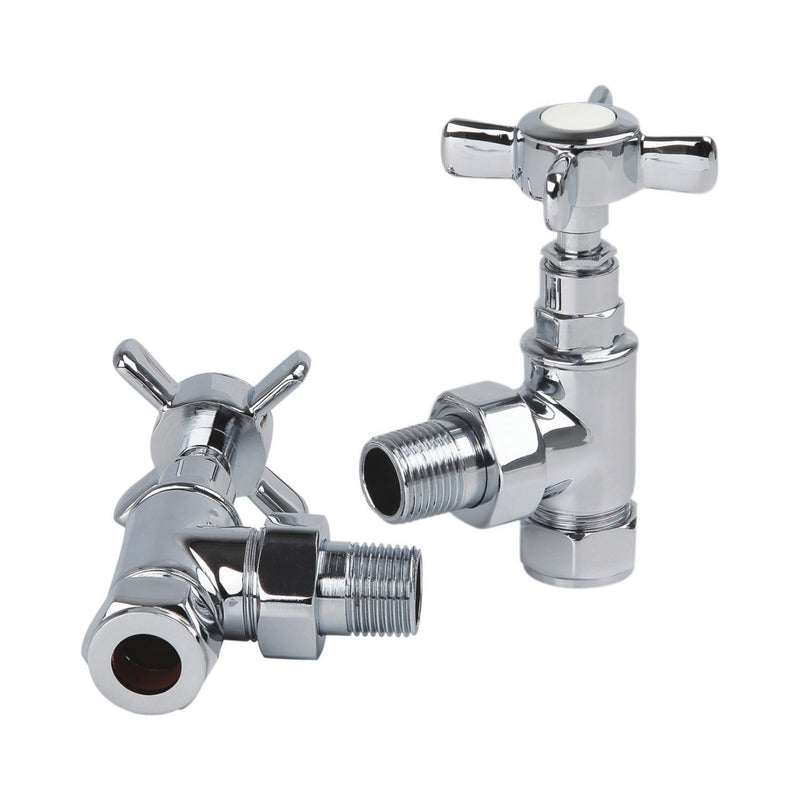 Kartell Traditional Cross Head Angled Steel Radiator & Towel Rail Valve Chrome