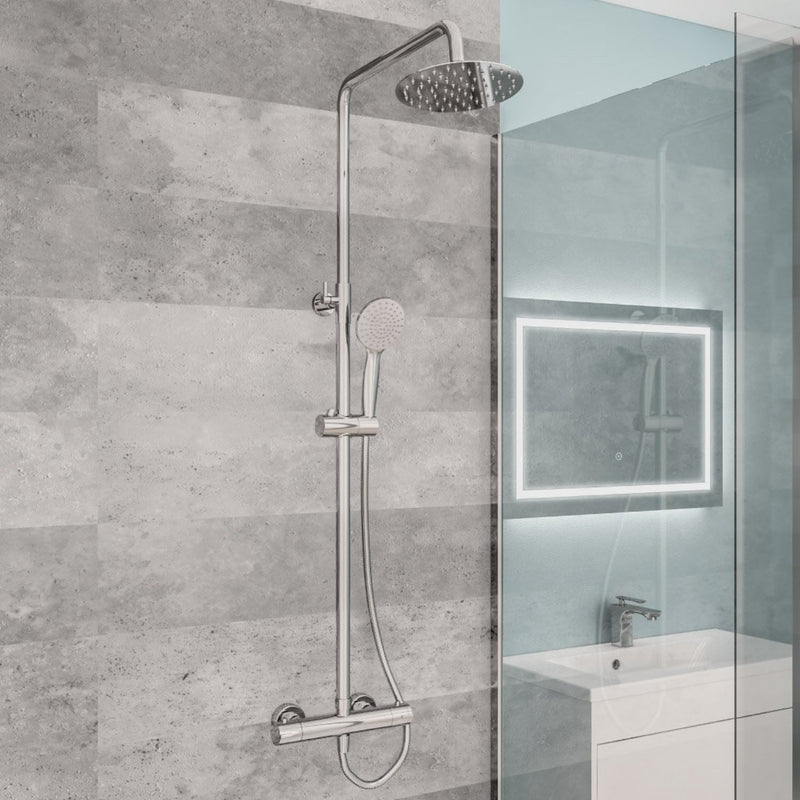 Eastbrook Modern Round Thermostatic Shower Pole 485mm x 1200mm - Chrome