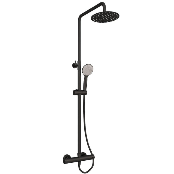 Eastbrook Modern Round Thermostatic Shower Pole 485mm x 1200mm - Matt Black
