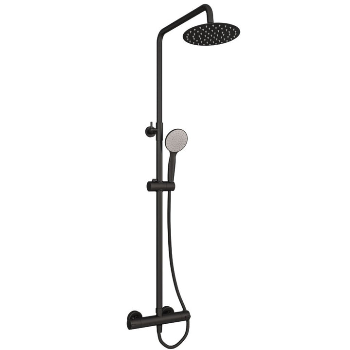 Eastbrook Modern Round Thermostatic Shower Pole 485mm x 1200mm - Matt Black