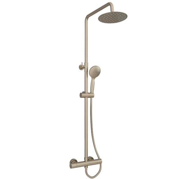 Eastbrook Modern Round Thermostatic Shower Pole 485mm x 1200mm - Brushed Brass