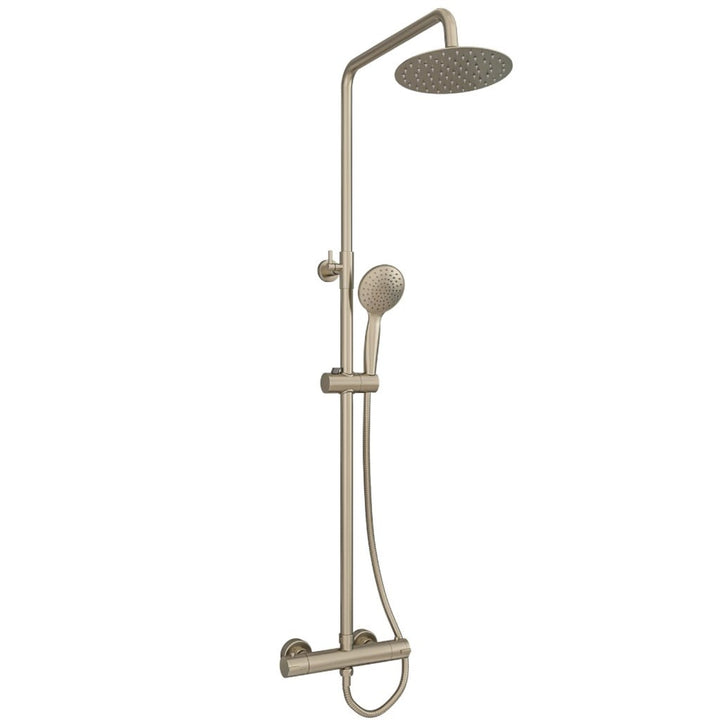 Eastbrook Modern Round Thermostatic Shower Pole 485mm x 1200mm - Brushed Brass