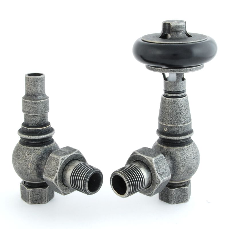 Plumbers Choice Amberley Angled Brass Thermostatic Radiator Valve Pewter