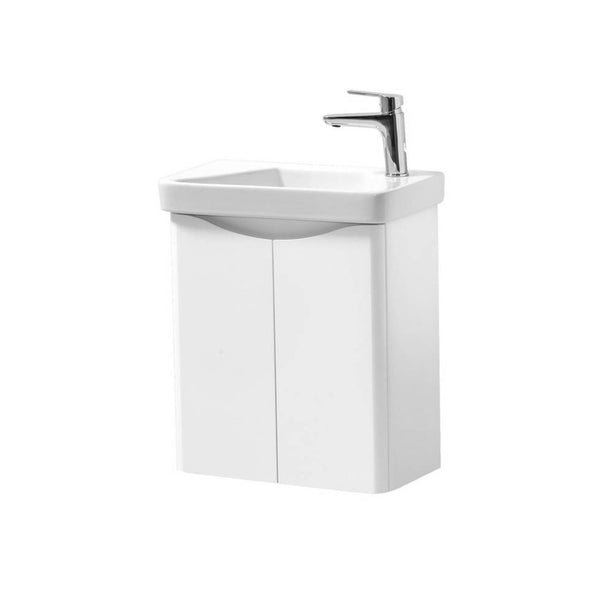 Kartell Wall Mounted Two Door Cloak Cabinet 500mm x 290mm and Cayo Cloak Ceramic Basin