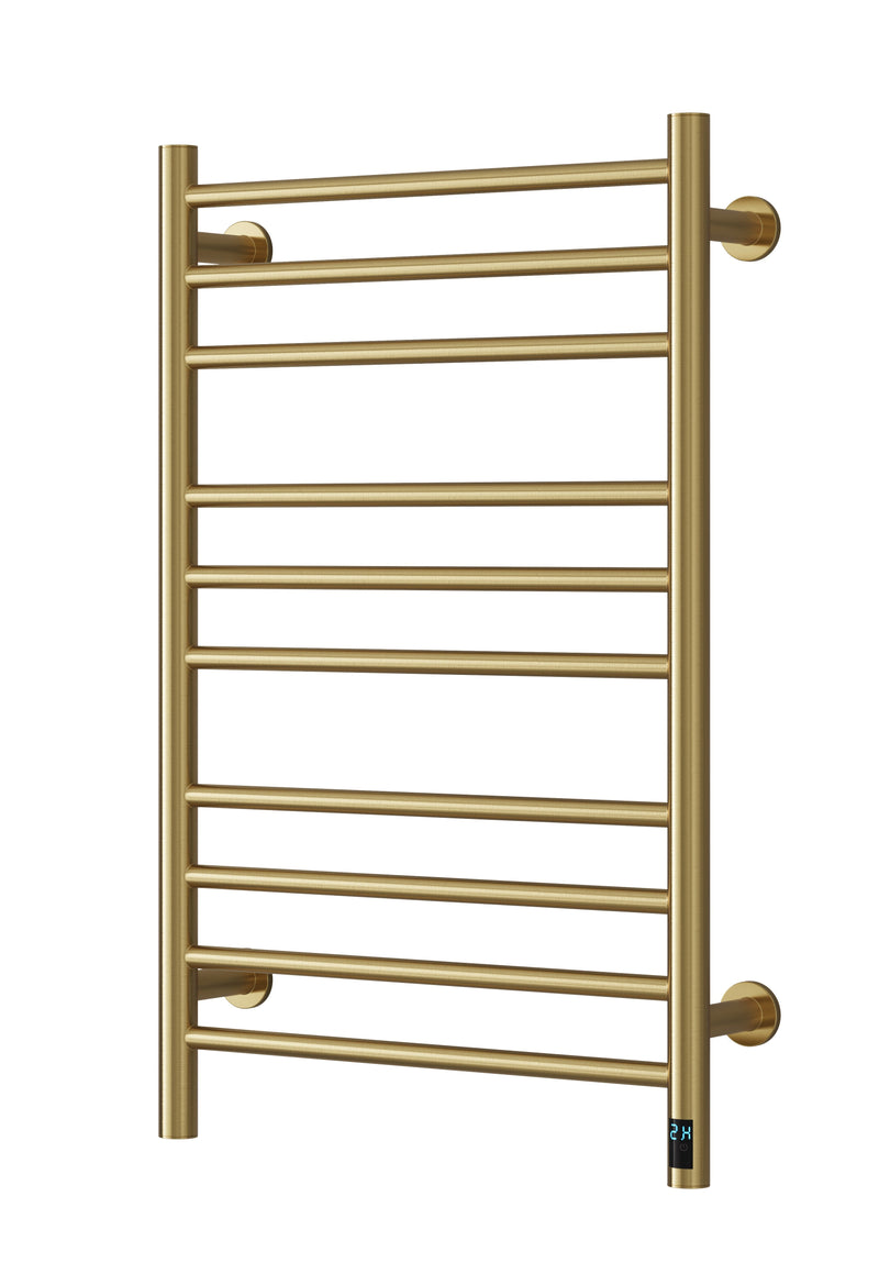 Reina Arnage Straight Brushed Brass Stainless Steel Heated Towel Rail Radiator - Electric Only