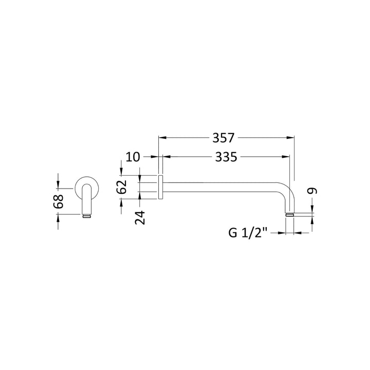 BC Designs Victrion Wall Mounted Brass Straight Shower Arm 85mm H x 60mm W Brushed Chrome