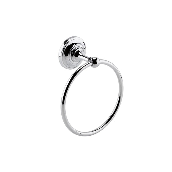 BC Designs Victrion Wall Mounted Brass Round Towel Ring 182mm H x 155mm W Brushed Chrome