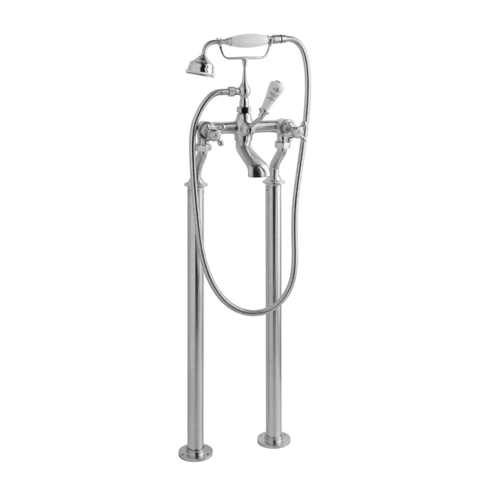 BC Designs Victrion Crosshead Brass Deck Mounted Bath Shower Mixer Tap Brushed Chrome Finish
