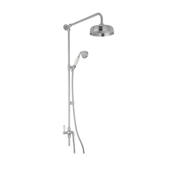 BC Designs Victrion Superbe Wall Mounted Brass Rigid Riser Kit with 8-Inch Fixed Head Brushed Chrome