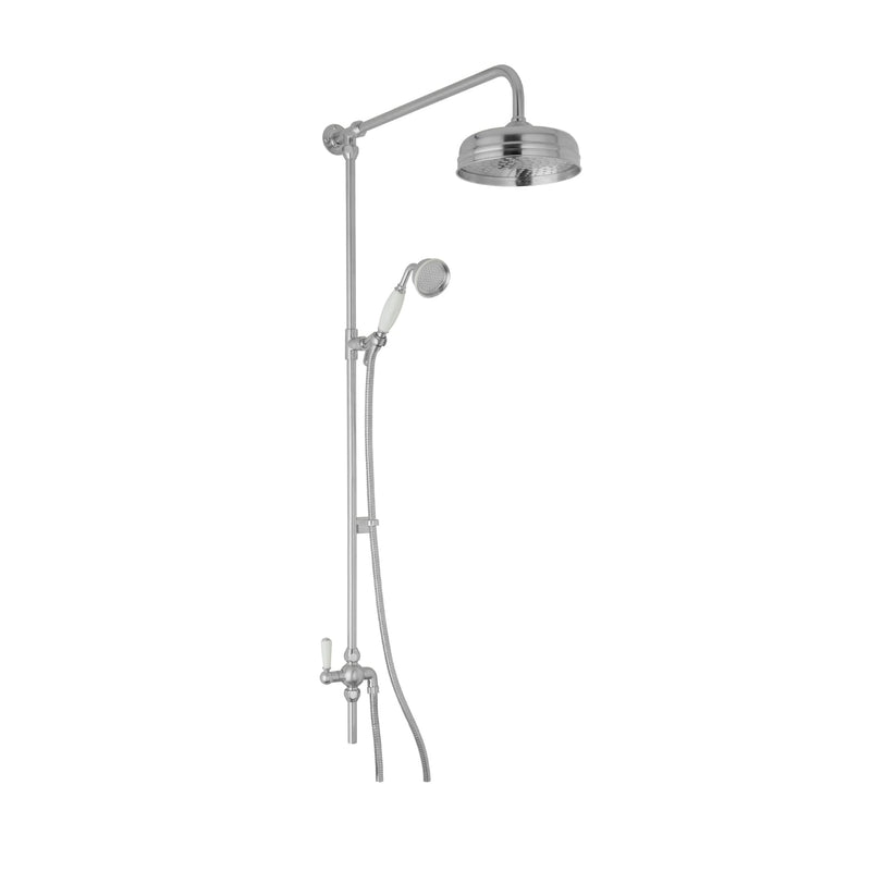 BC Designs Victrion Superbe Wall Mounted Brass Rigid Riser Kit with 8-Inch Fixed Head Brushed Chrome