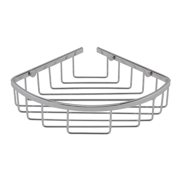 BC Designs Victrion Wall Mounted 1 Tier Corner Shower Basket Brushed Chrome Finish