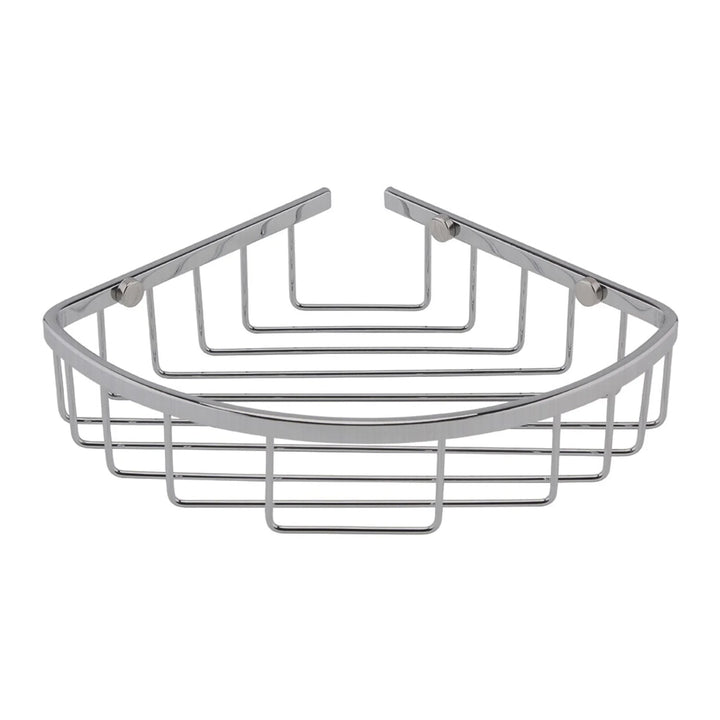 BC Designs Victrion Wall Mounted 1 Tier Corner Shower Basket Brushed Chrome Finish
