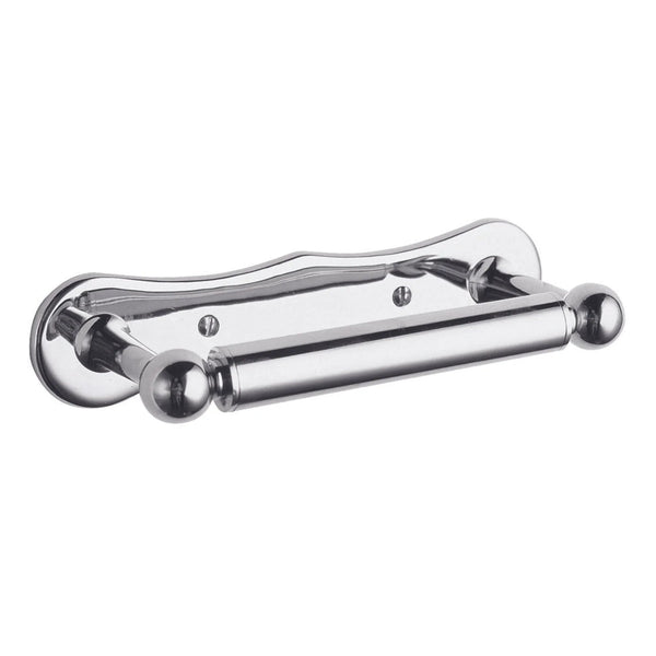 BC Designs Victrion Wall Mounted Dog Bone Brass Toilet Roll Holder Brushed Chrome