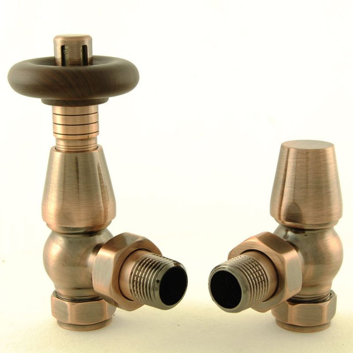 Plumbers Choice Bentley Angled Brass Traditional Thermostatic Radiator Valve Chrome