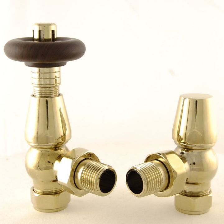 Plumbers Choice Bentley Angled Brass Traditional Thermostatic Radiator Valve Chrome
