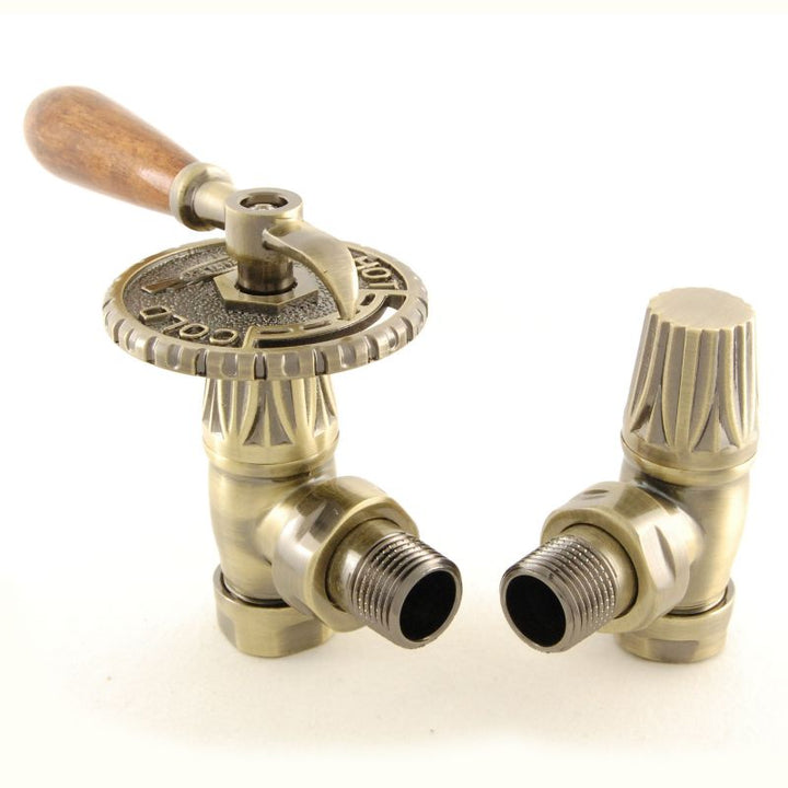 Plumbers Choice Bentley Lever Angled Brass Traditional Radiator Manual Valve Silver