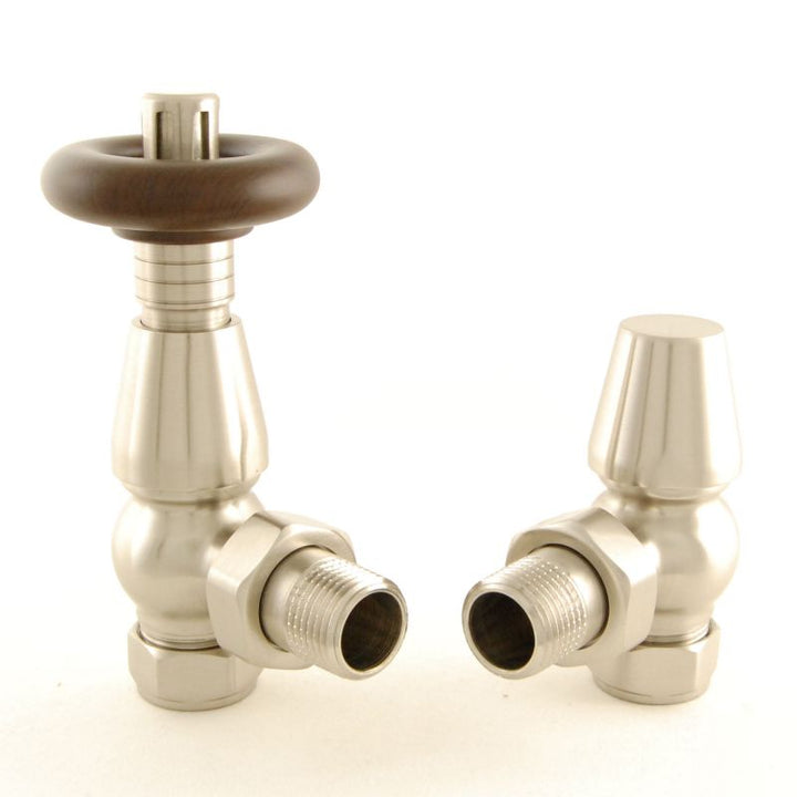Plumbers Choice Bentley Angled Brass Traditional Thermostatic Radiator Valve Chrome