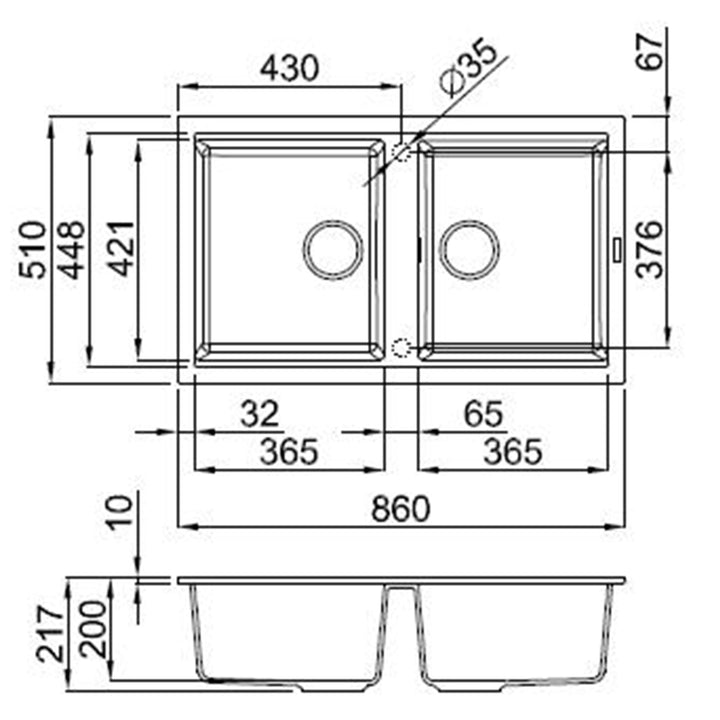 Reginox BEST 450 Double Bowl Granite Kitchen Sink without Drainer