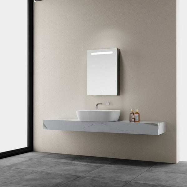 Kartell Guadalentin 700mm x 500mm Bluetooth Illuminated LED Mirrored Cabinet Clear Glass