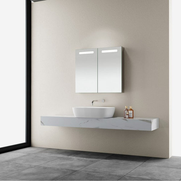 Kartell Guadalentin 700mm x 800mm Bluetooth Illuminated LED Mirrored Cabinet Clear Glass