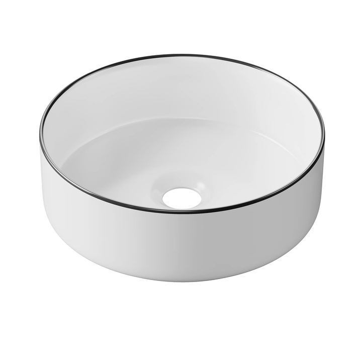 Hib - Ceramic Vessel Basin - Metallic Edge Gold